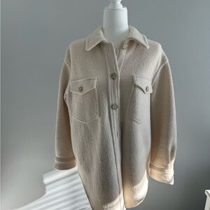 Aritzia- Cream Button-Up Shacket Jacket